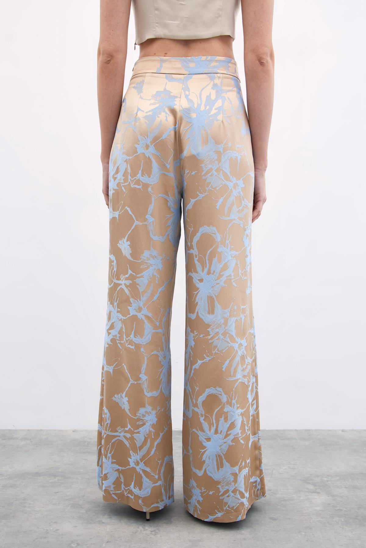 Renkli Jakarlı Pantolon - Mavi