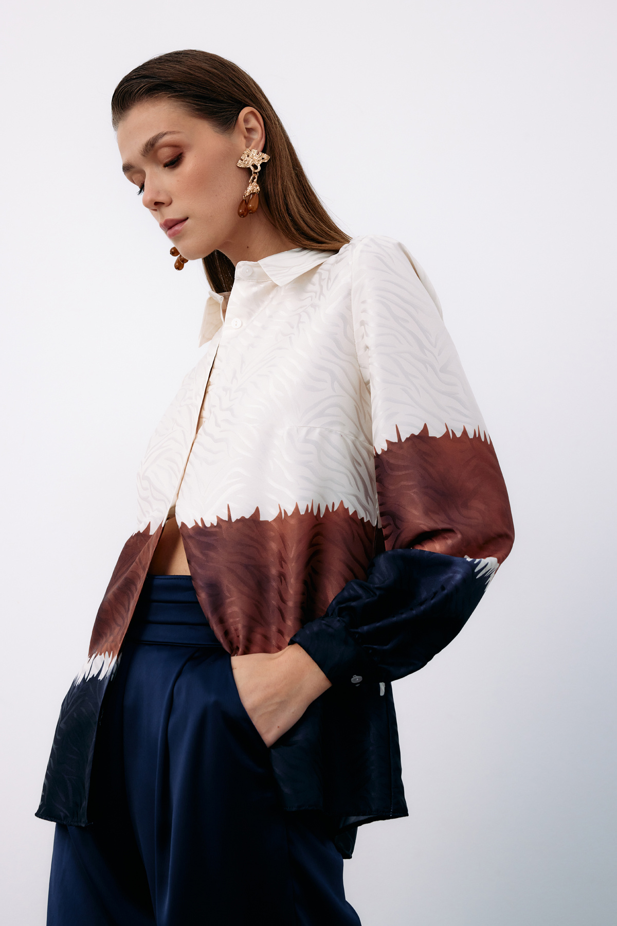 Renkli Klasik Gömlek - LACİVERT