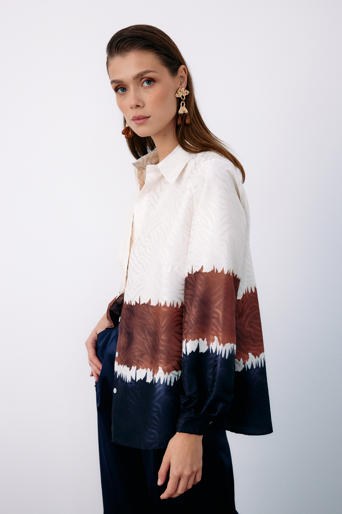 Renkli Klasik Gömlek - LACİVERT