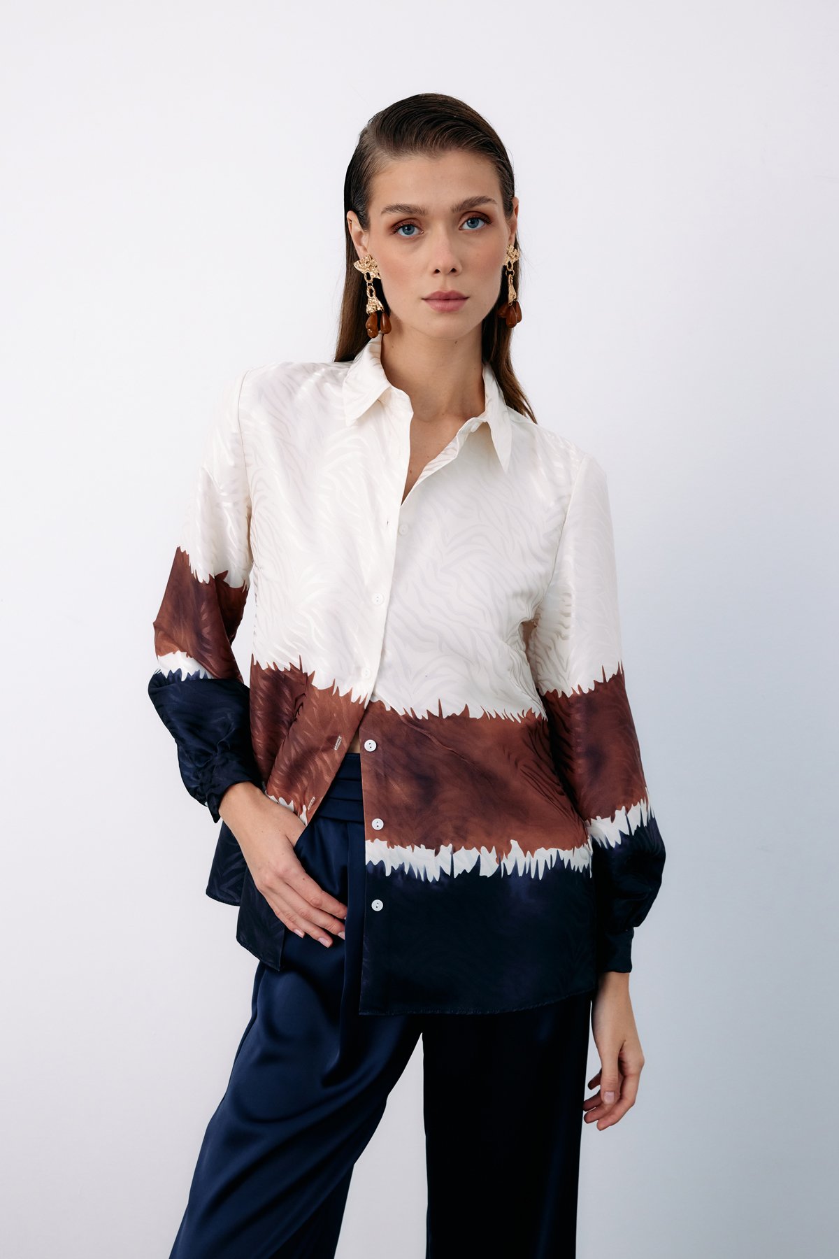 Renkli Klasik Gömlek - LACİVERT