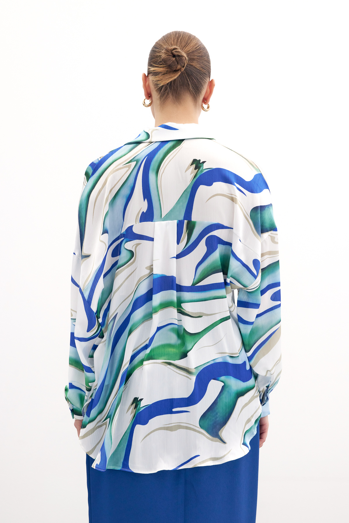 Renkli Salaş Gömlek - Sax Mavi