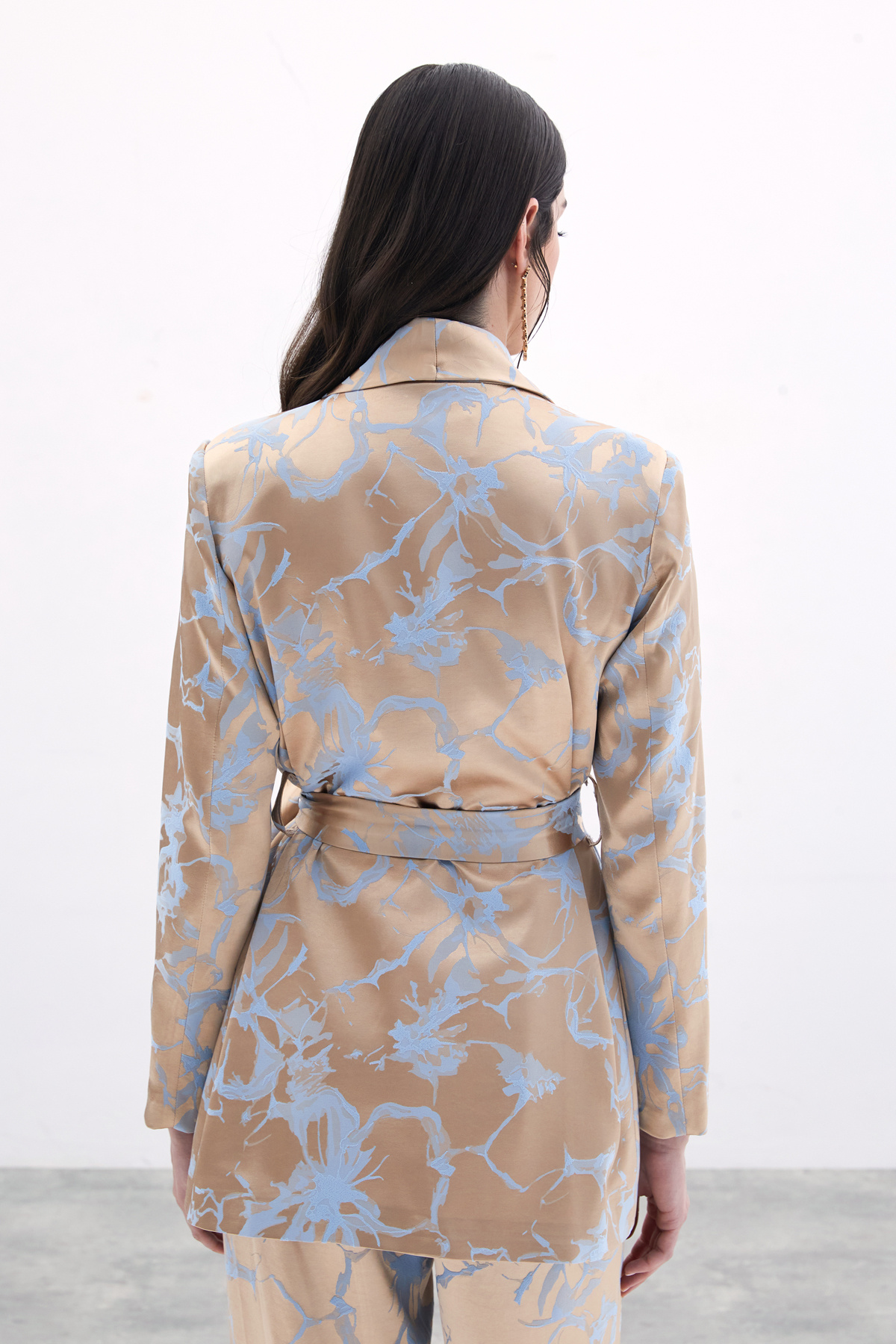 Renkli Uzun Ceket - Bebe Mavi