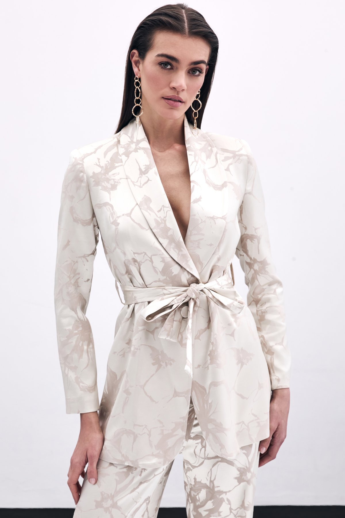 Colorful Long Jacket - Beıge