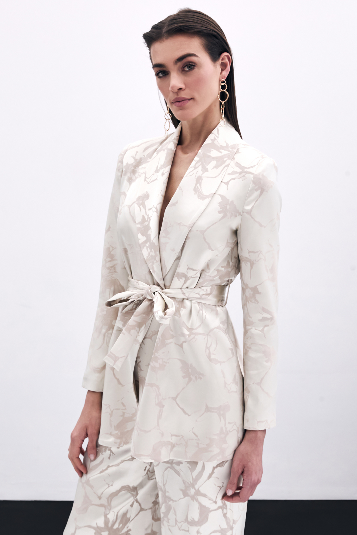 Colorful Long Jacket - Beıge