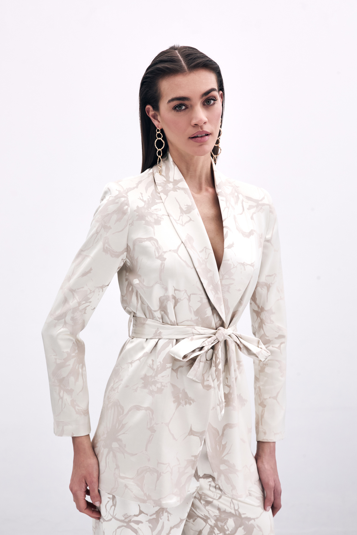 Colorful Long Jacket - Beıge
