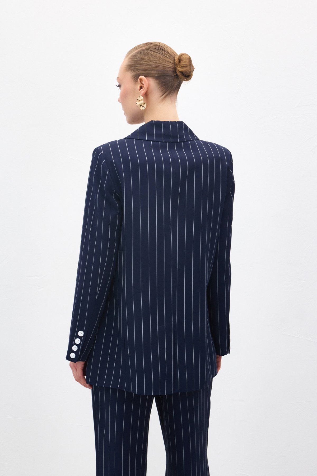 Rina Çizgili Ceket - Lacivert