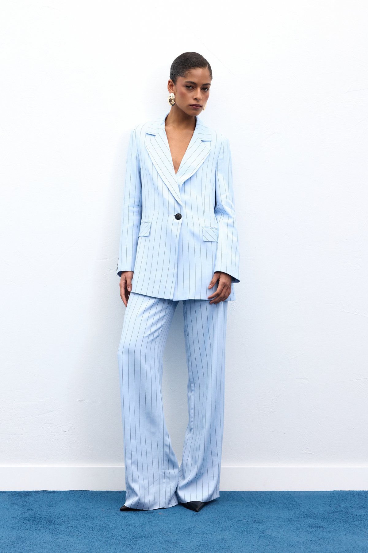 Rina Çizgili Pantolon - Bebe Mavi