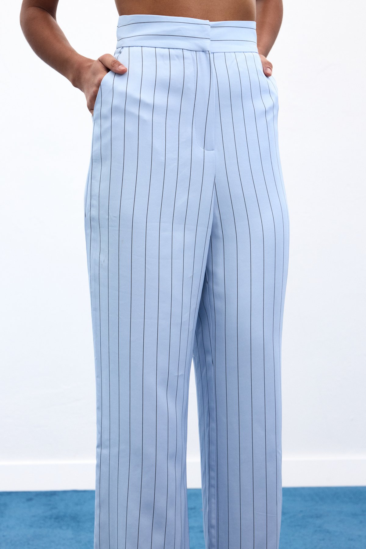 Rina Çizgili Pantolon - Bebe Mavi
