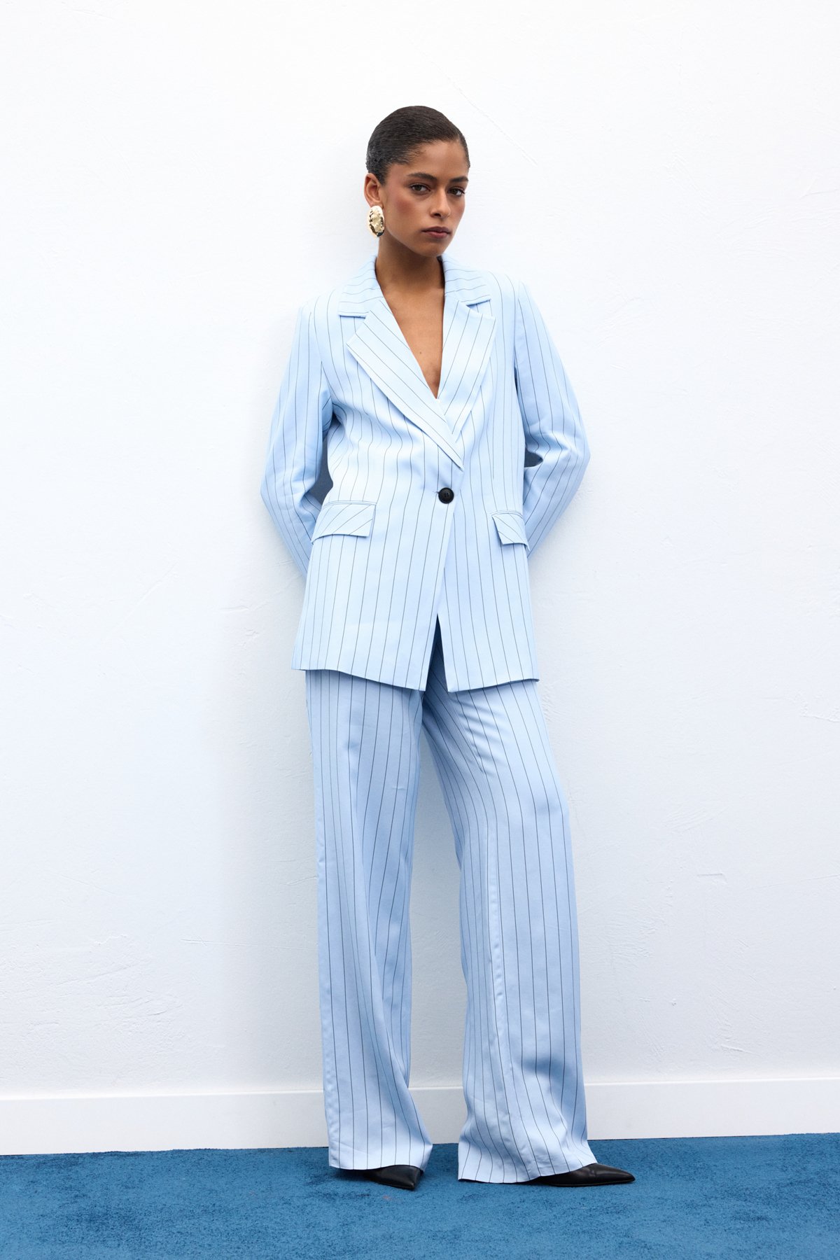 Rina Çizgili Pantolon - Bebe Mavi