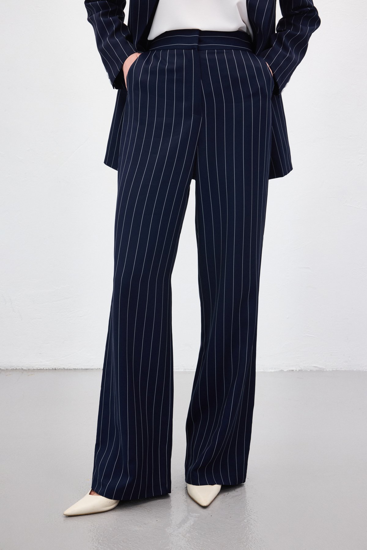 Rina Çizgili Pantolon - Lacivert