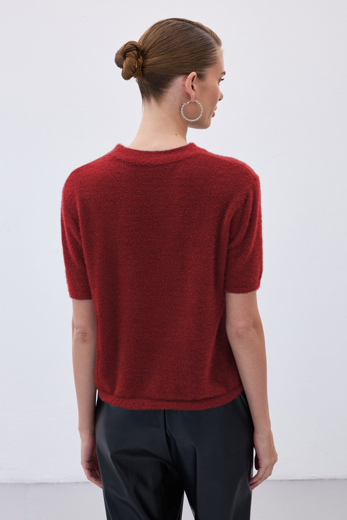 Bearded Short Sleeve Knitwear - Maroon