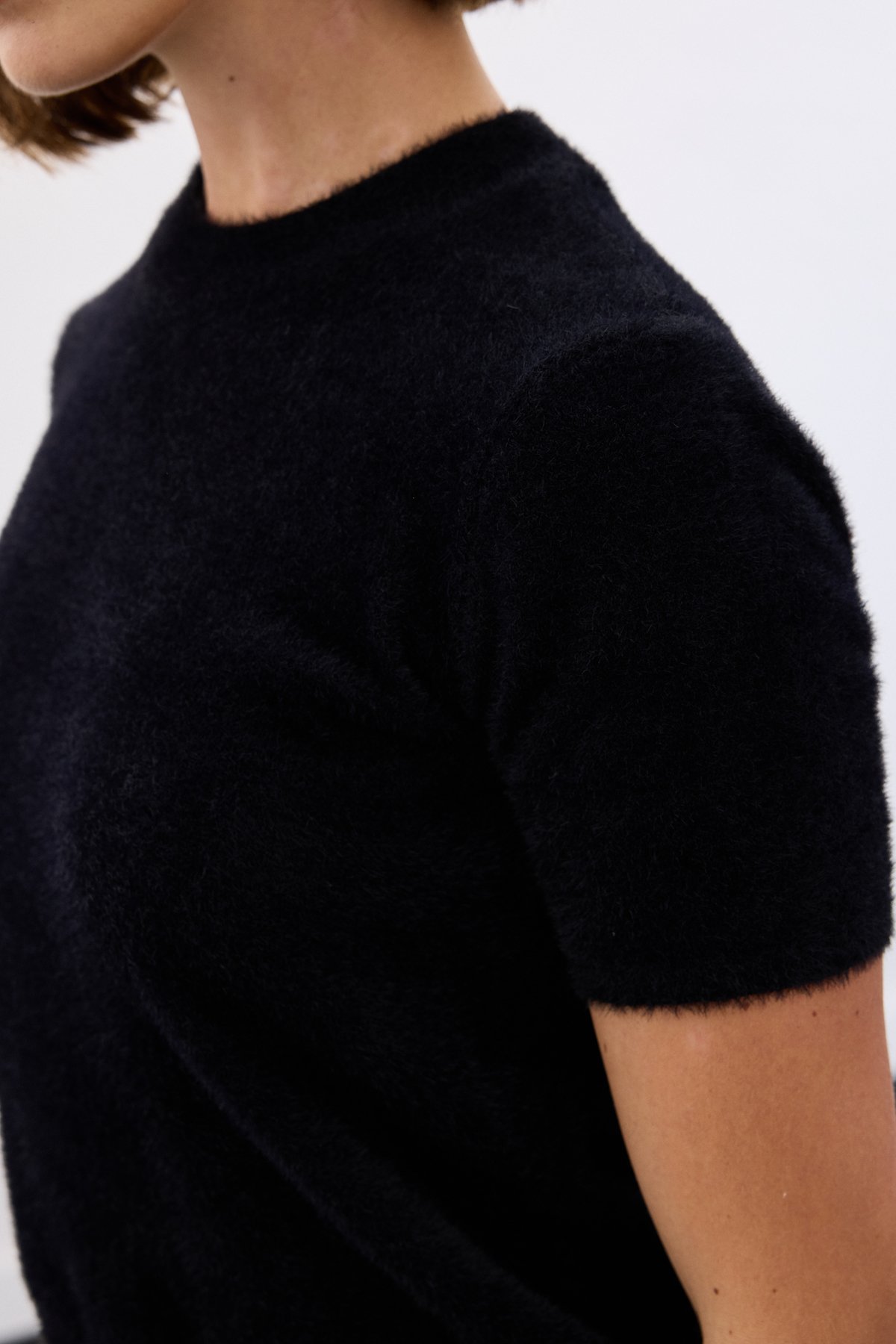 Sakallı Kısa Kol Triko - Siyah