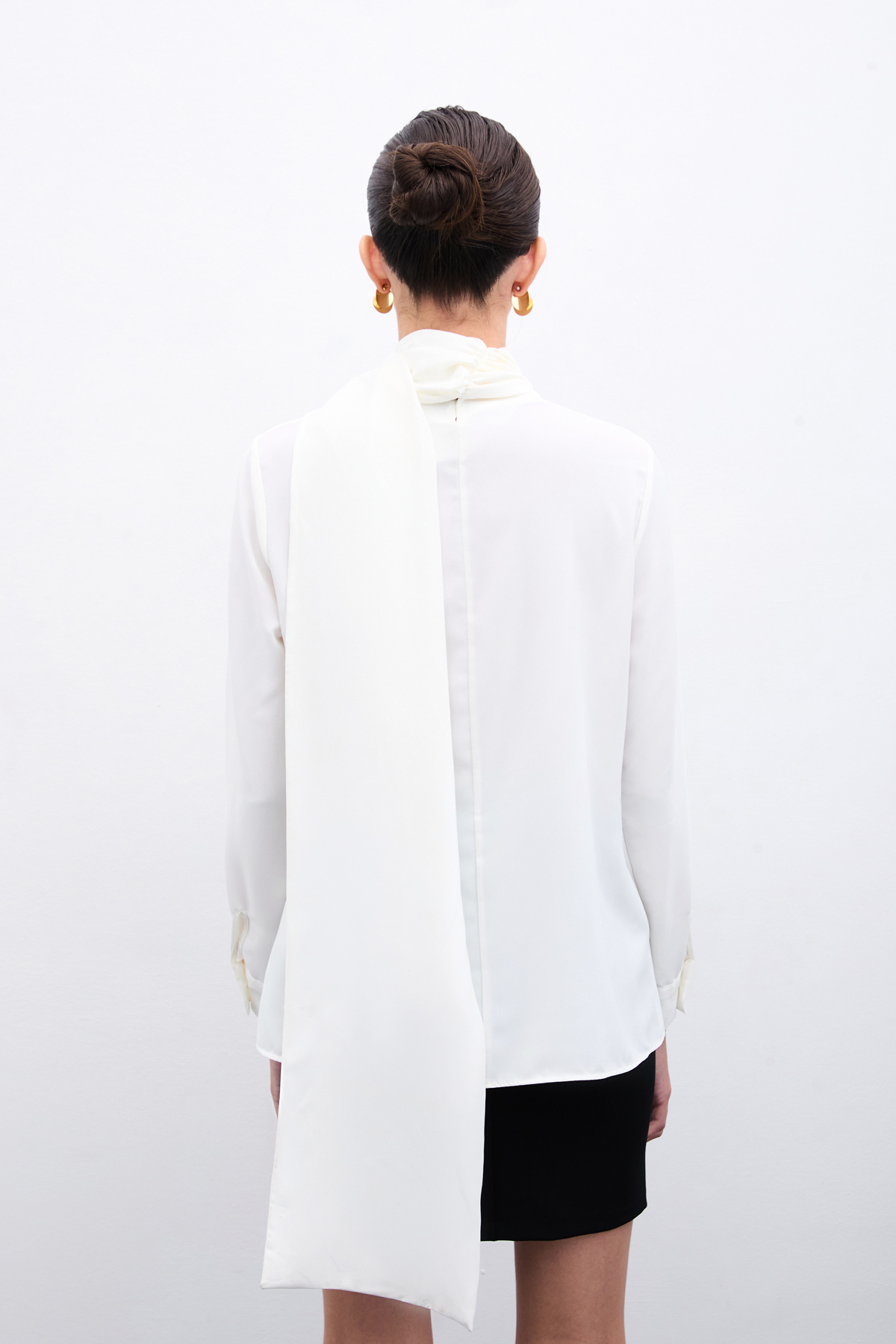 Şal Detaylı Bluz - Ekru