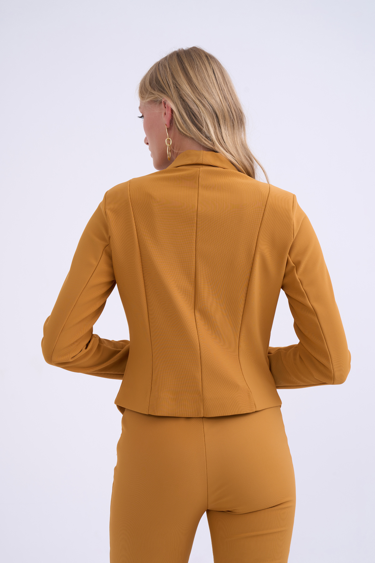 Shawl collar cropped jacket - MUSTARD