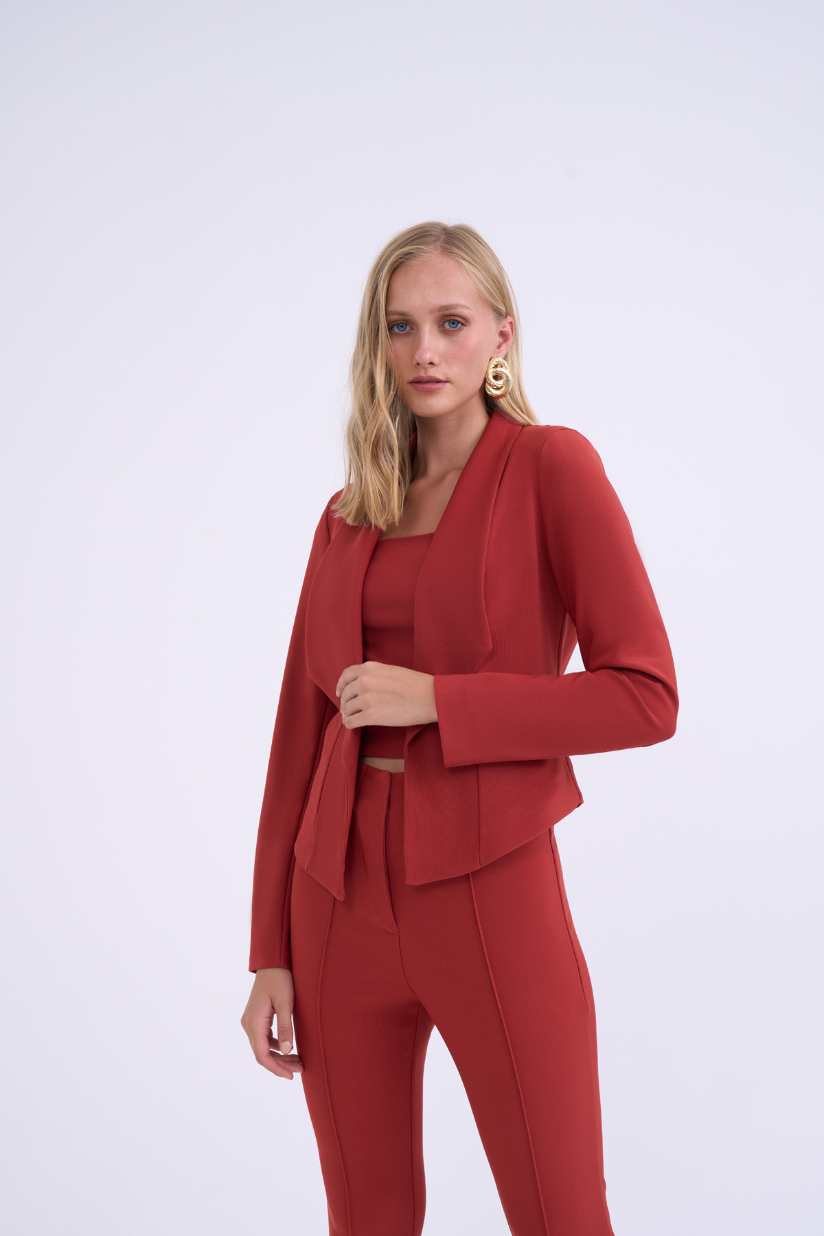 Shawl collar cropped jacket - TILE