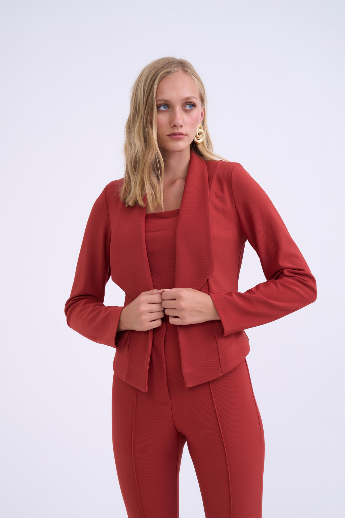 Shawl collar cropped jacket - TILE