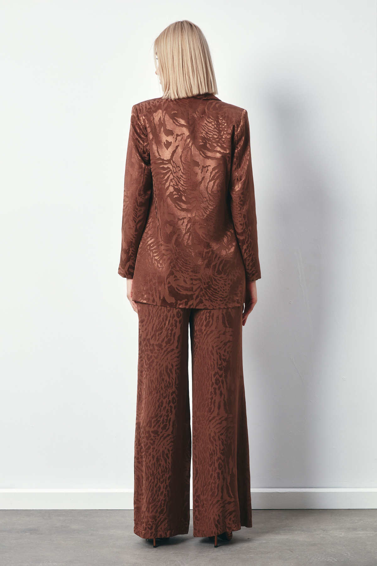 Şal Yaka Desenli Ceket - KAHVE