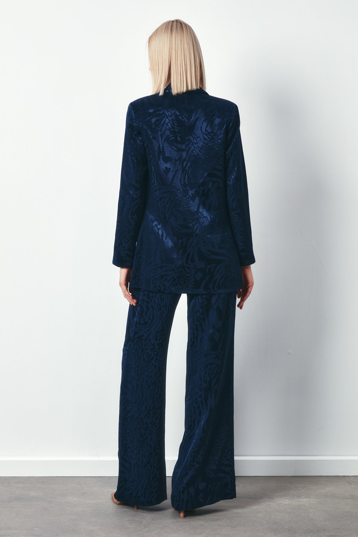 Şal Yaka Desenli Ceket - LACİVERT