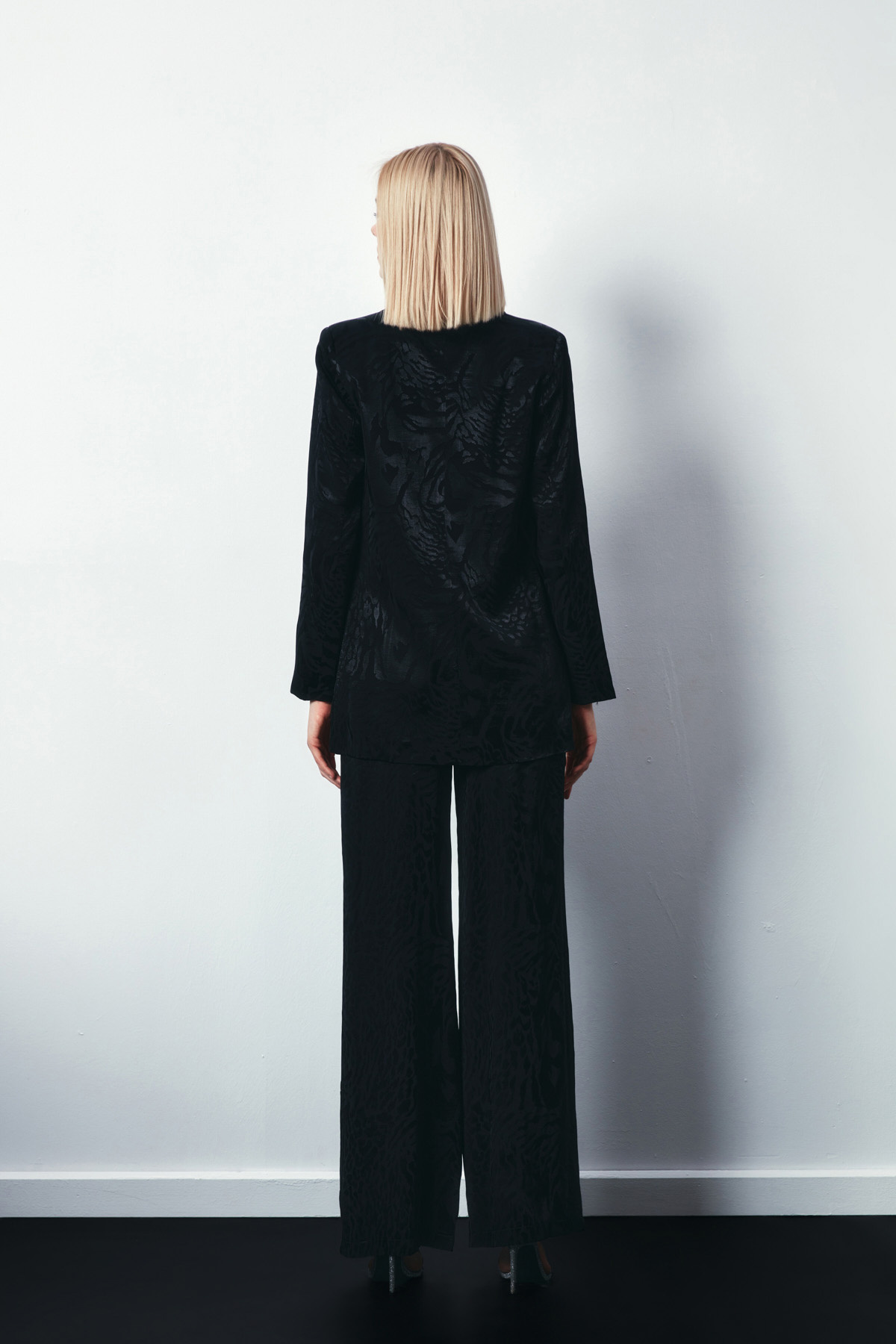 Şal Yaka Desenli Ceket - SİYAH