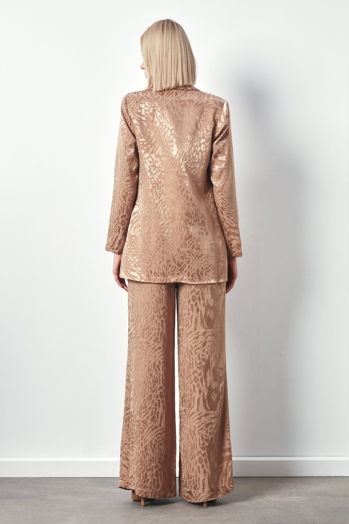 Şal Yaka Desenli Ceket - VİZON