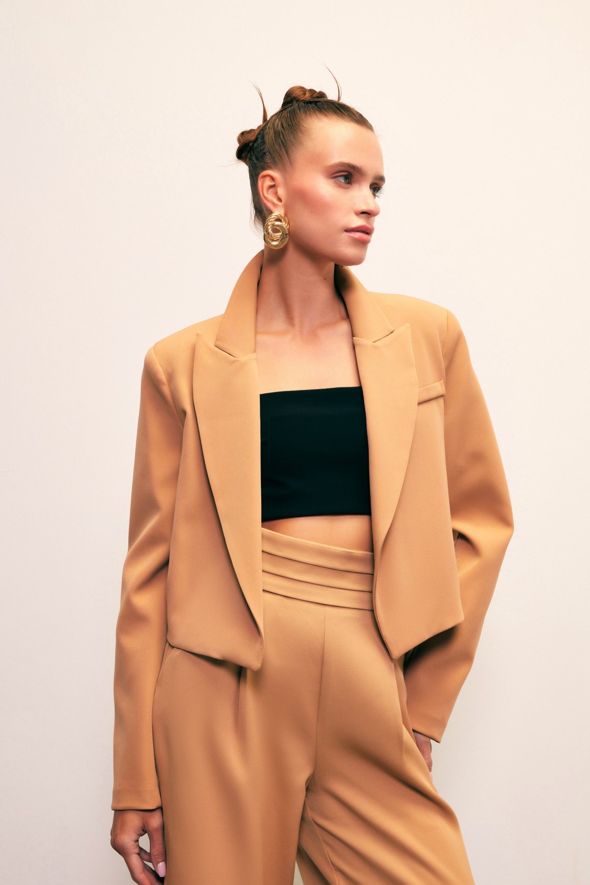 Şal Yaka Kısa Ceket - CAMEL