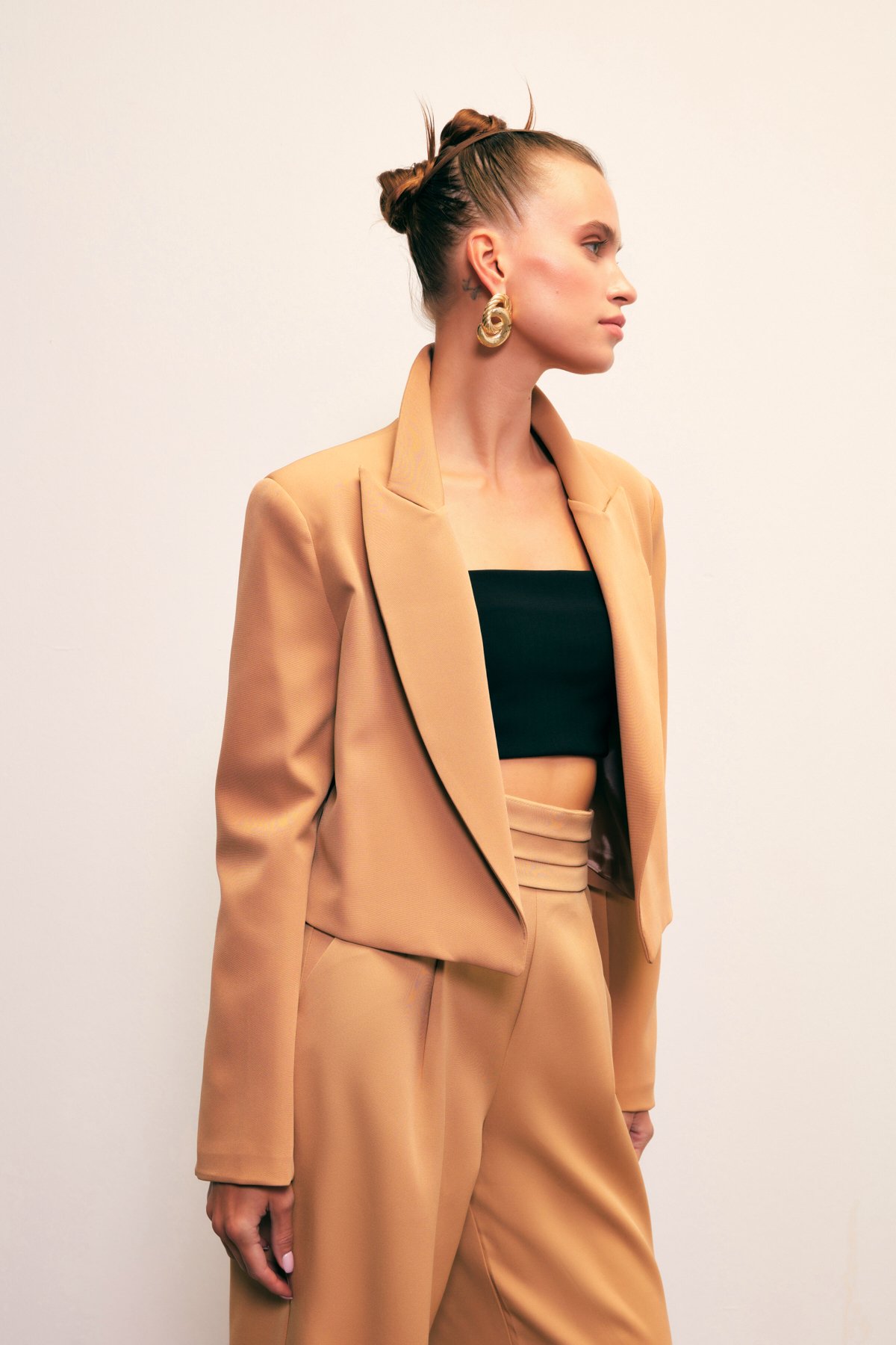 Şal Yaka Kısa Ceket - CAMEL