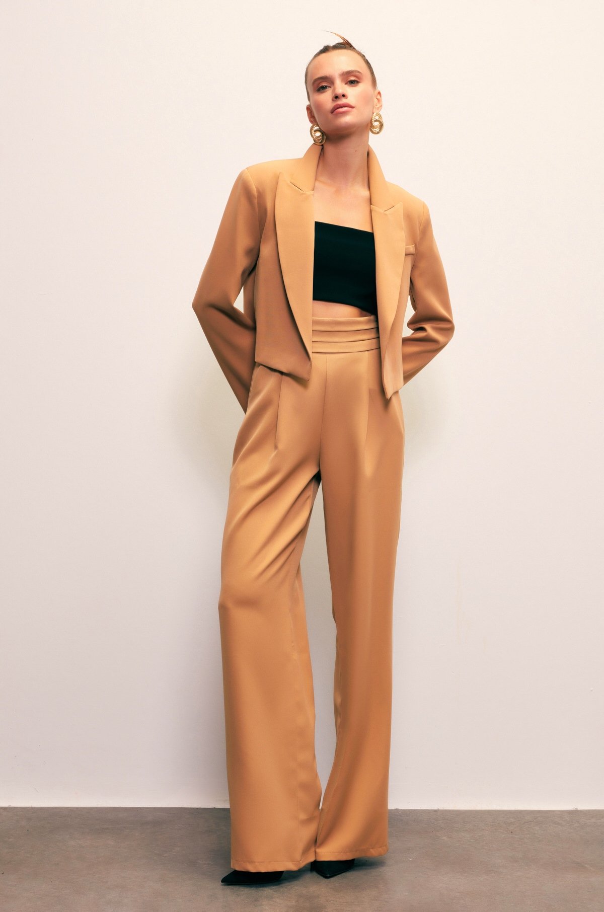 Şal Yaka Kısa Ceket - CAMEL