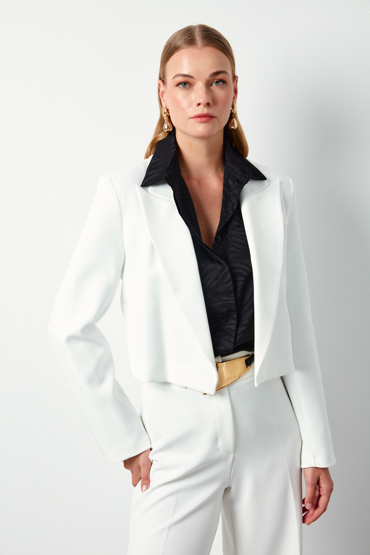 Şal Yaka Kısa Ceket - EKRU