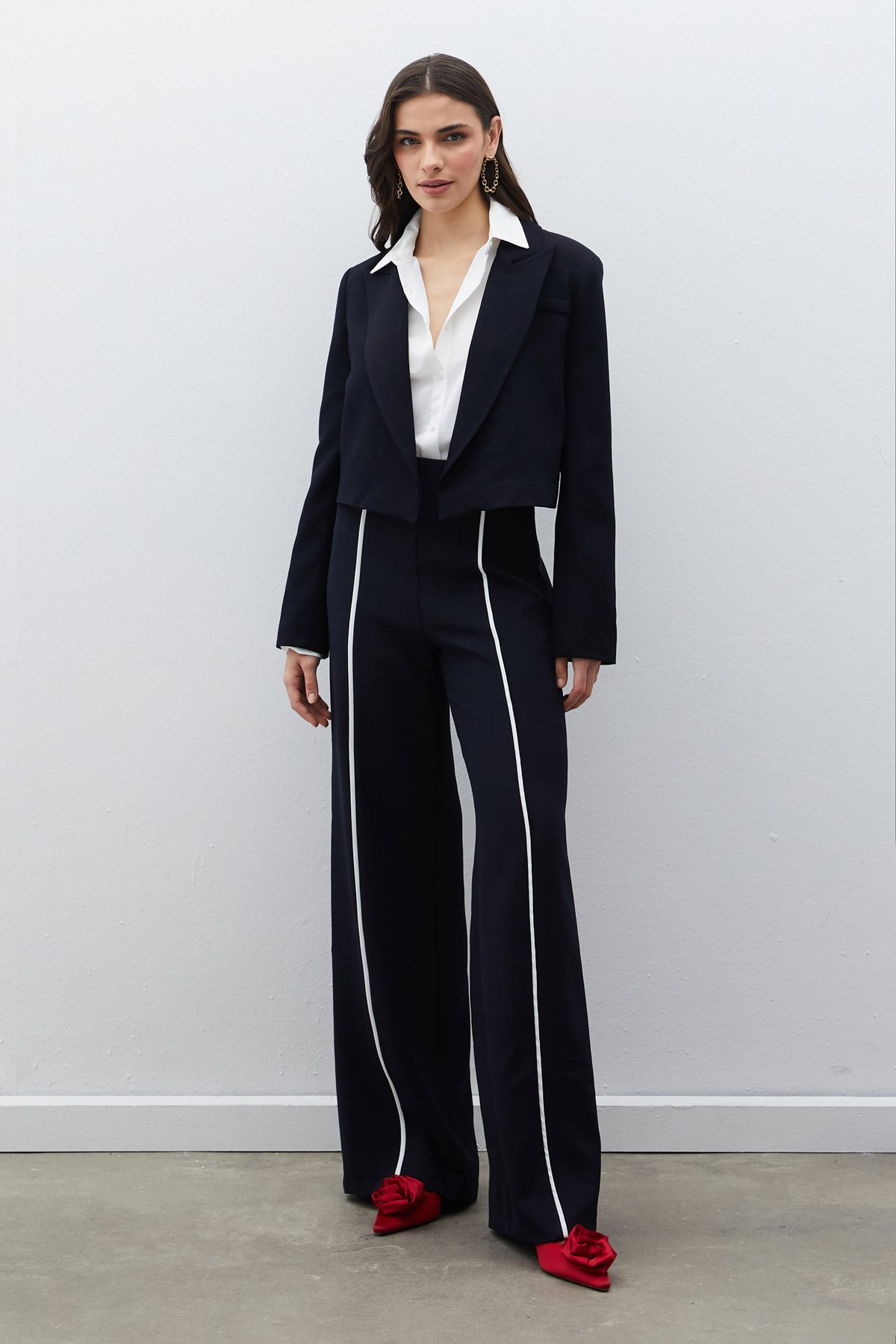 Şal Yaka Kısa Ceket - LACİVERT