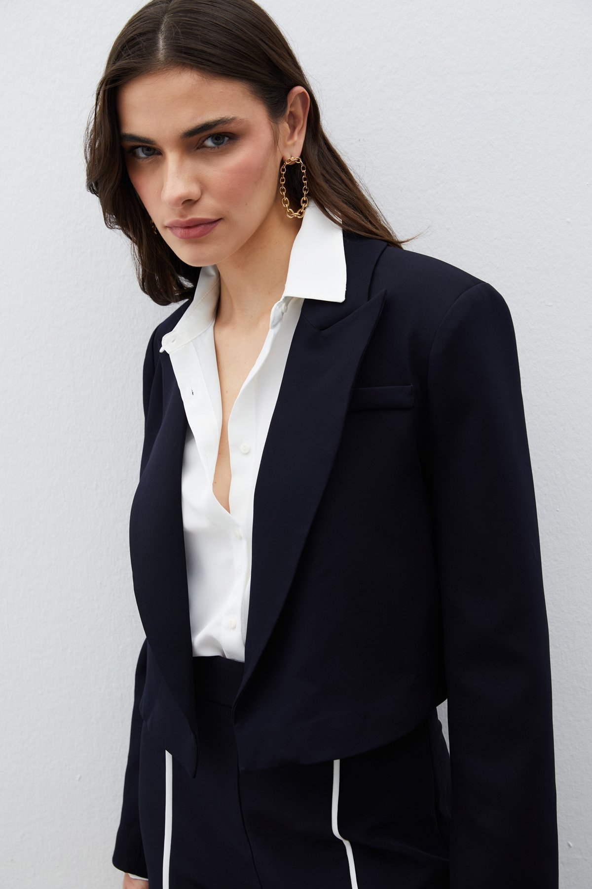 Şal Yaka Kısa Ceket - LACİVERT