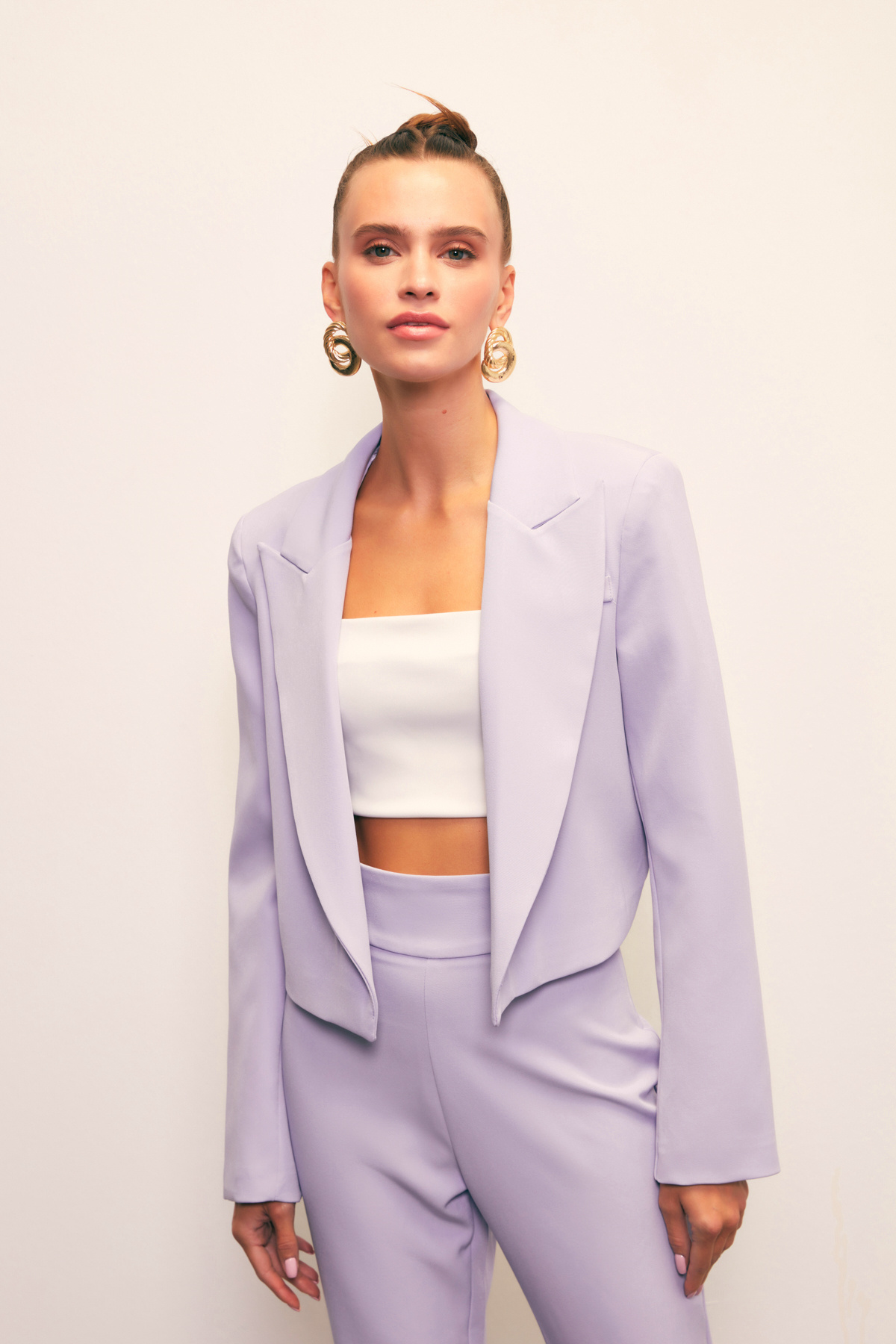 Şal Yaka Kısa Ceket - LİLA