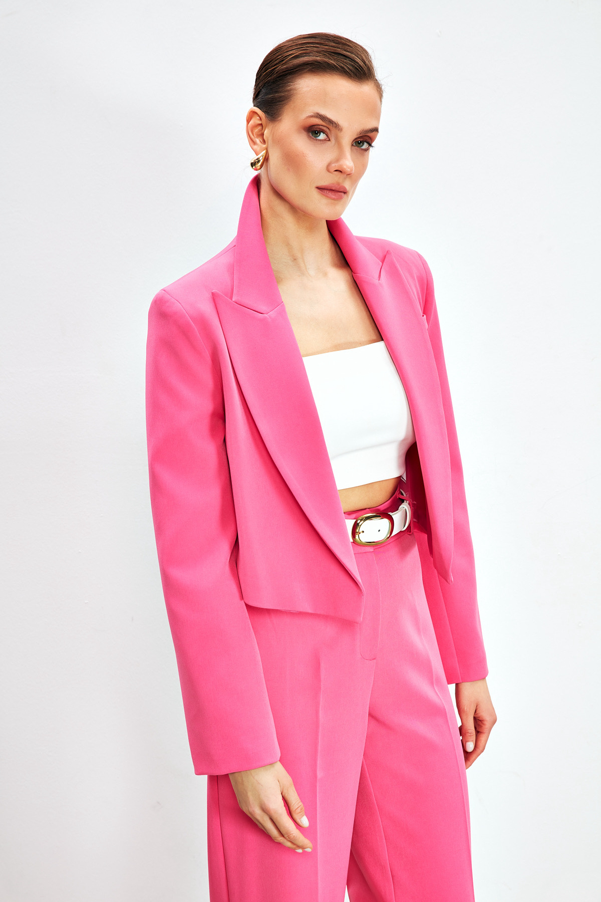 Şal Yaka Kısa Ceket - PEMBE