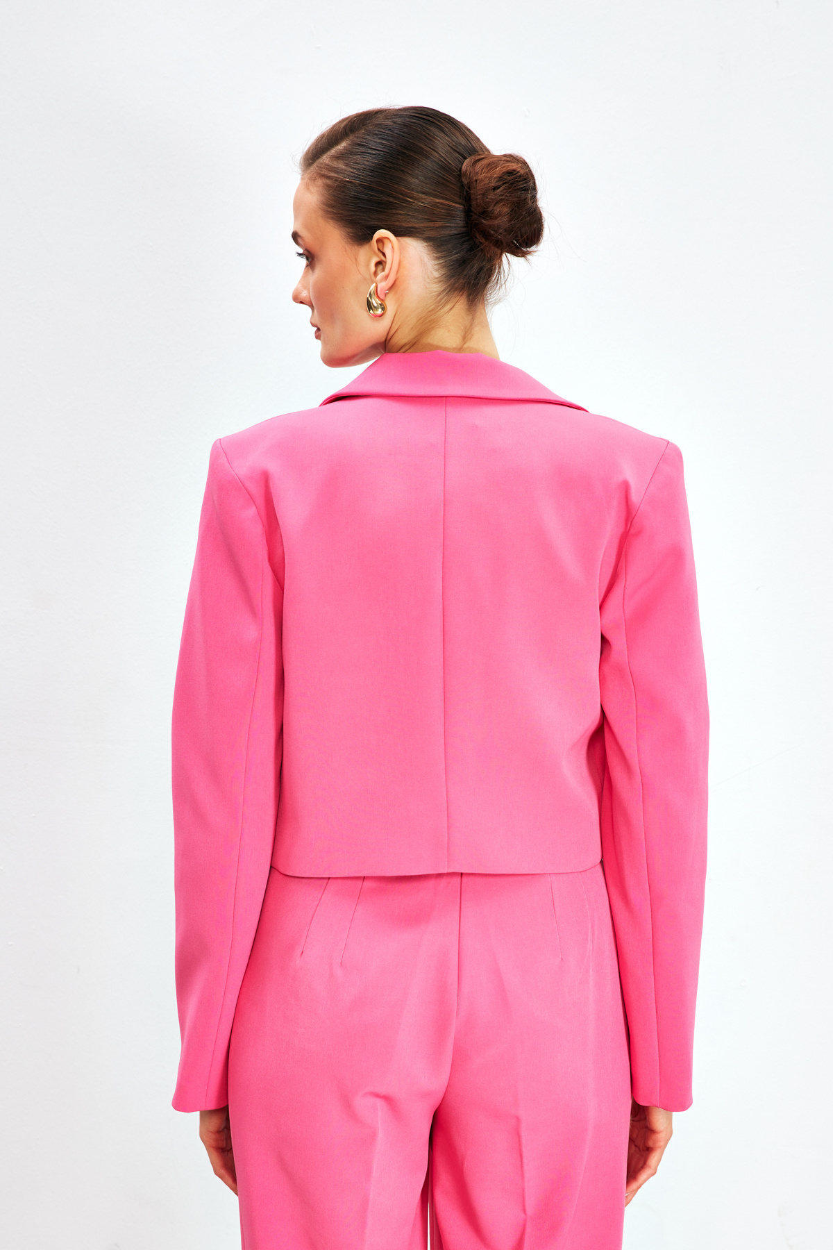 Şal Yaka Kısa Ceket - PEMBE