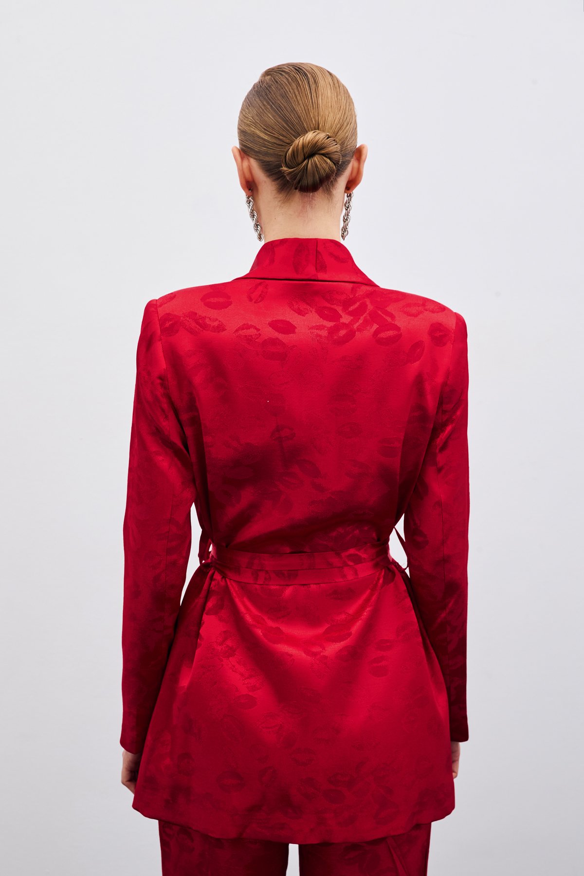 Şal Yaka Kuşaklı Ceket - Kırmızı