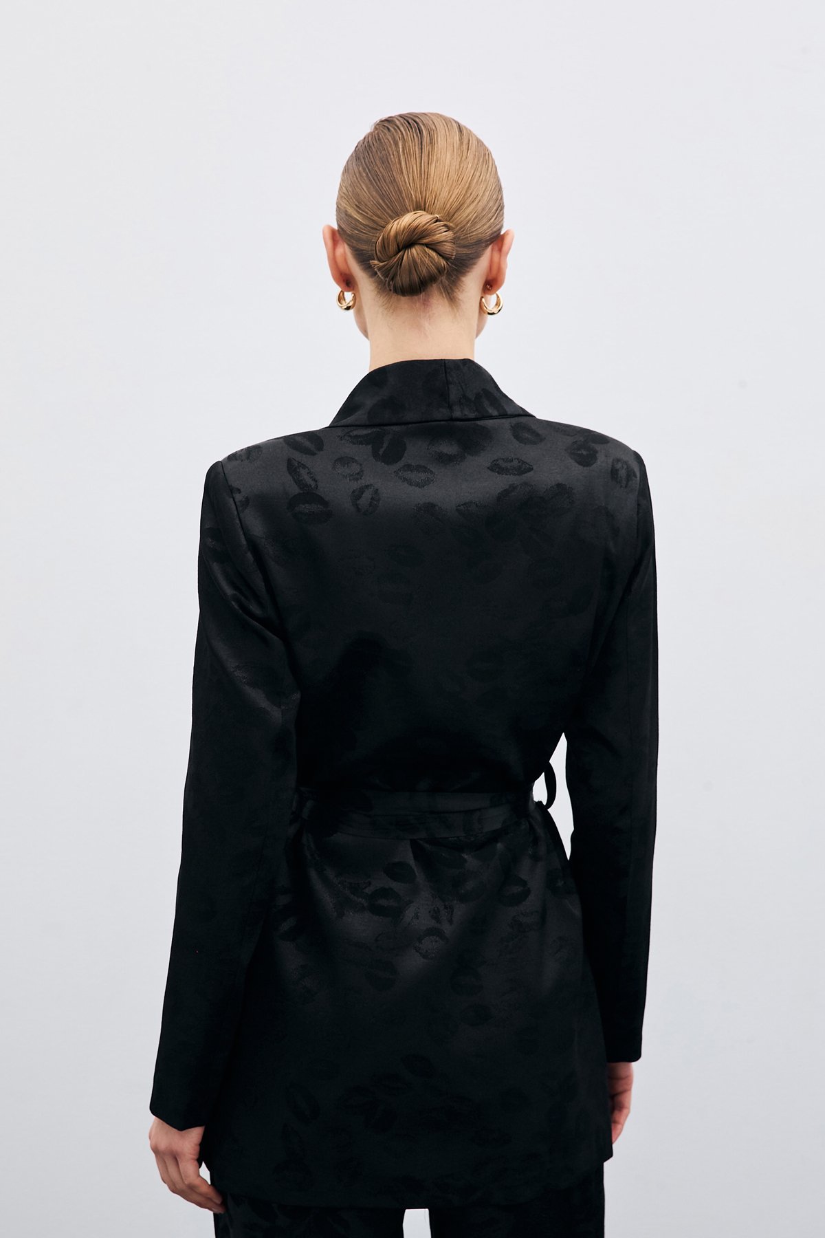 Shawl Collar Belted Jacket - Black
