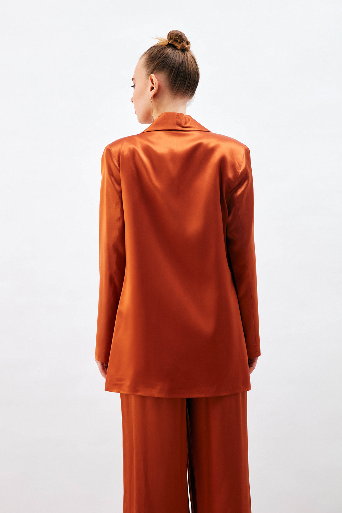 Şal Yaka Saten Ceket - ORANJ