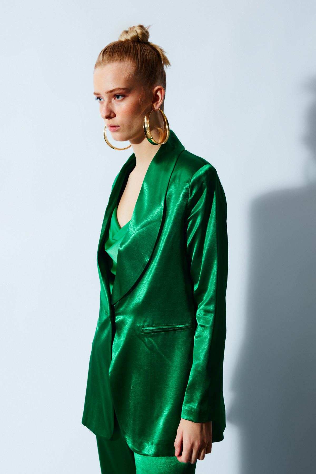 Şal Yaka Saten Ceket - ZÜMRÜT