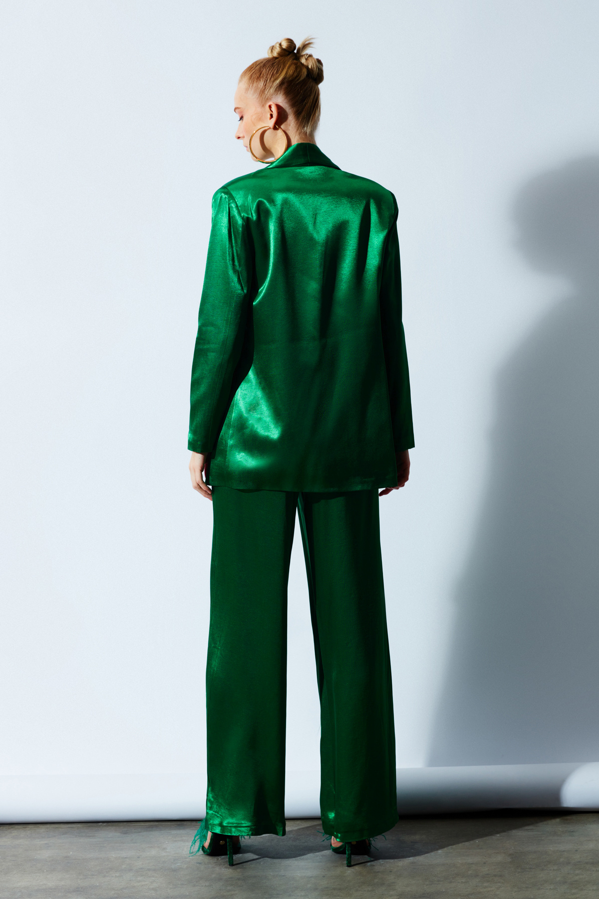 Şal Yaka Saten Ceket - ZÜMRÜT