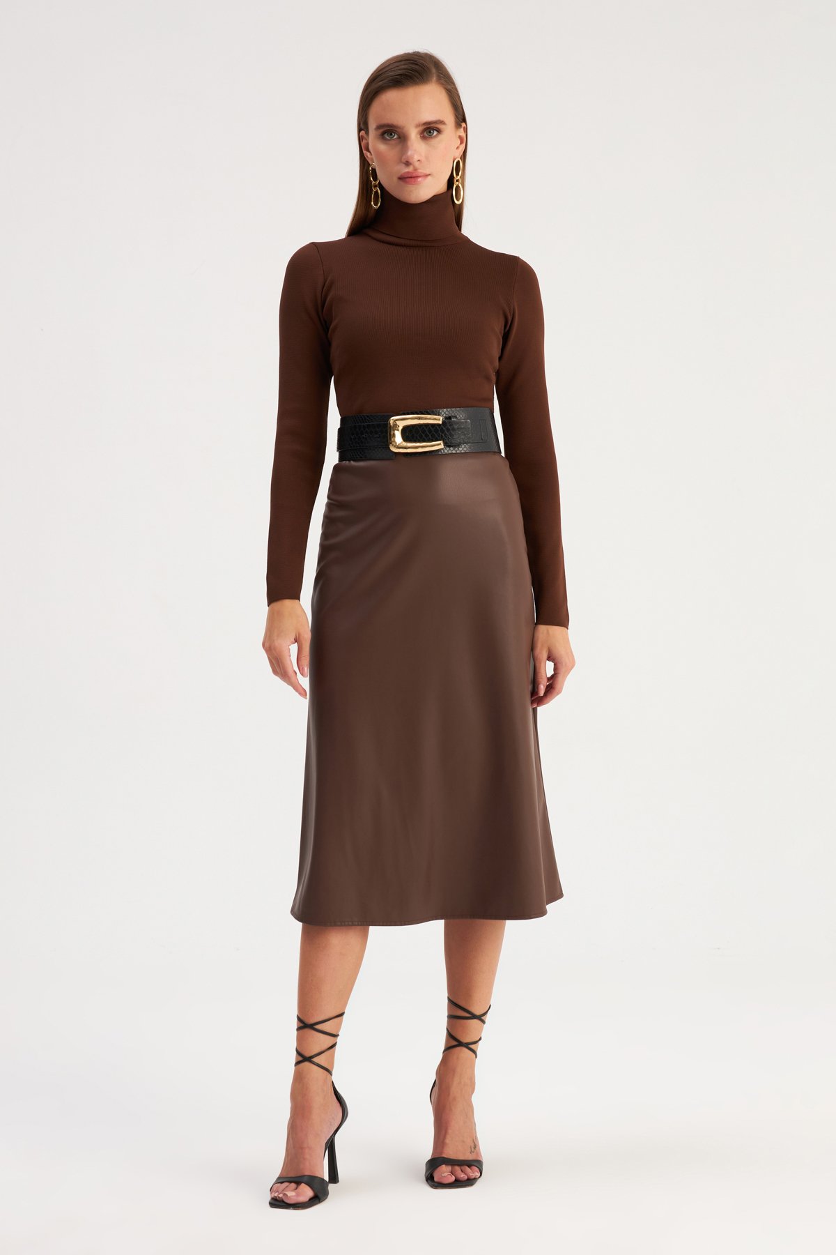 Salaş Deri Etek - KOYU KAHVE