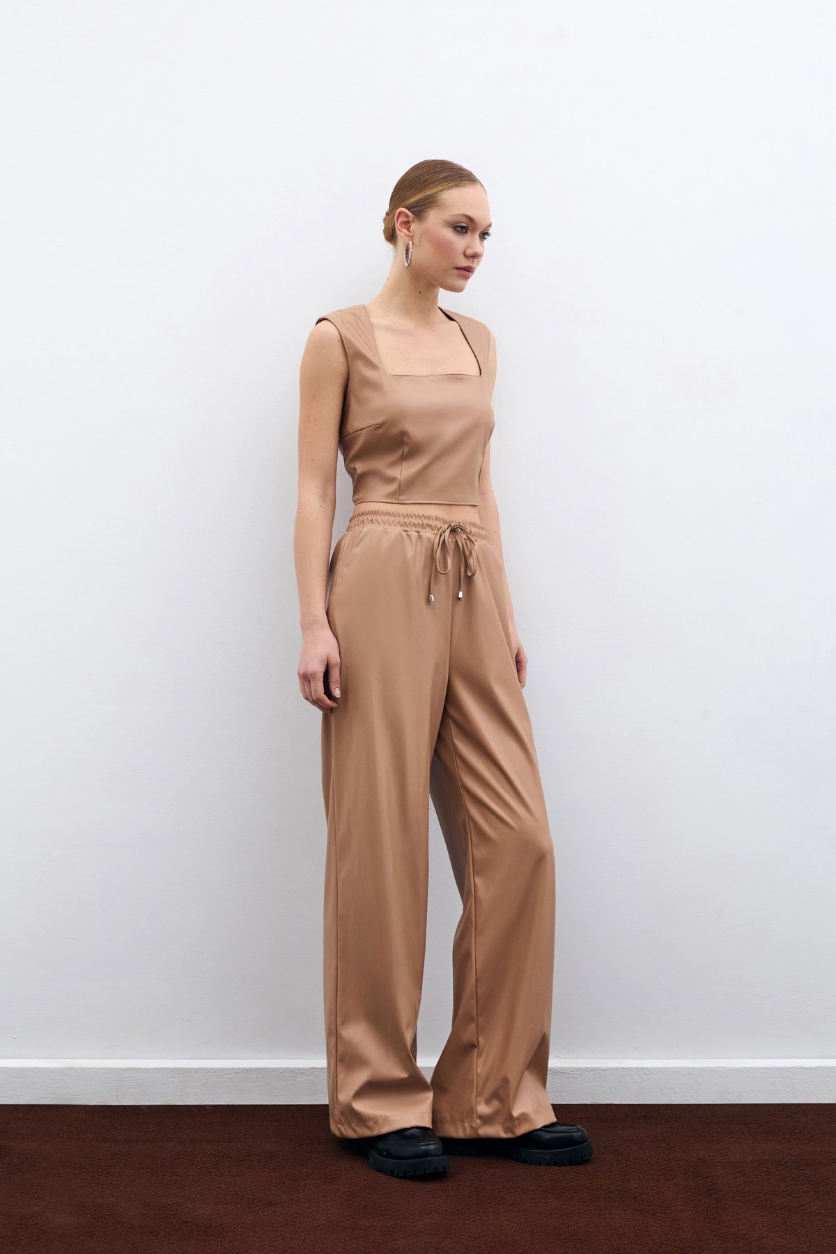 Salaş Deri Pantolon - Bej