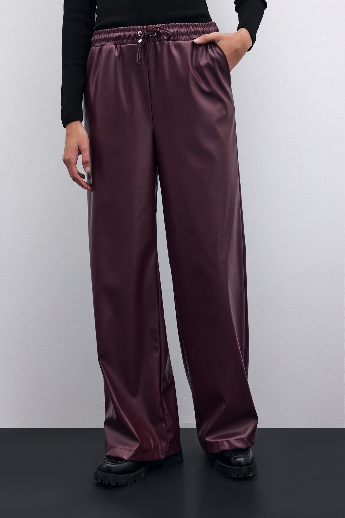 Salaş Deri Pantolon - Bordo