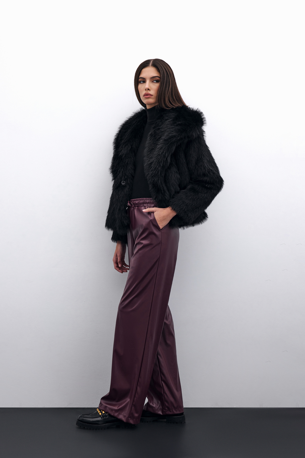 Salaş Deri Pantolon - Bordo