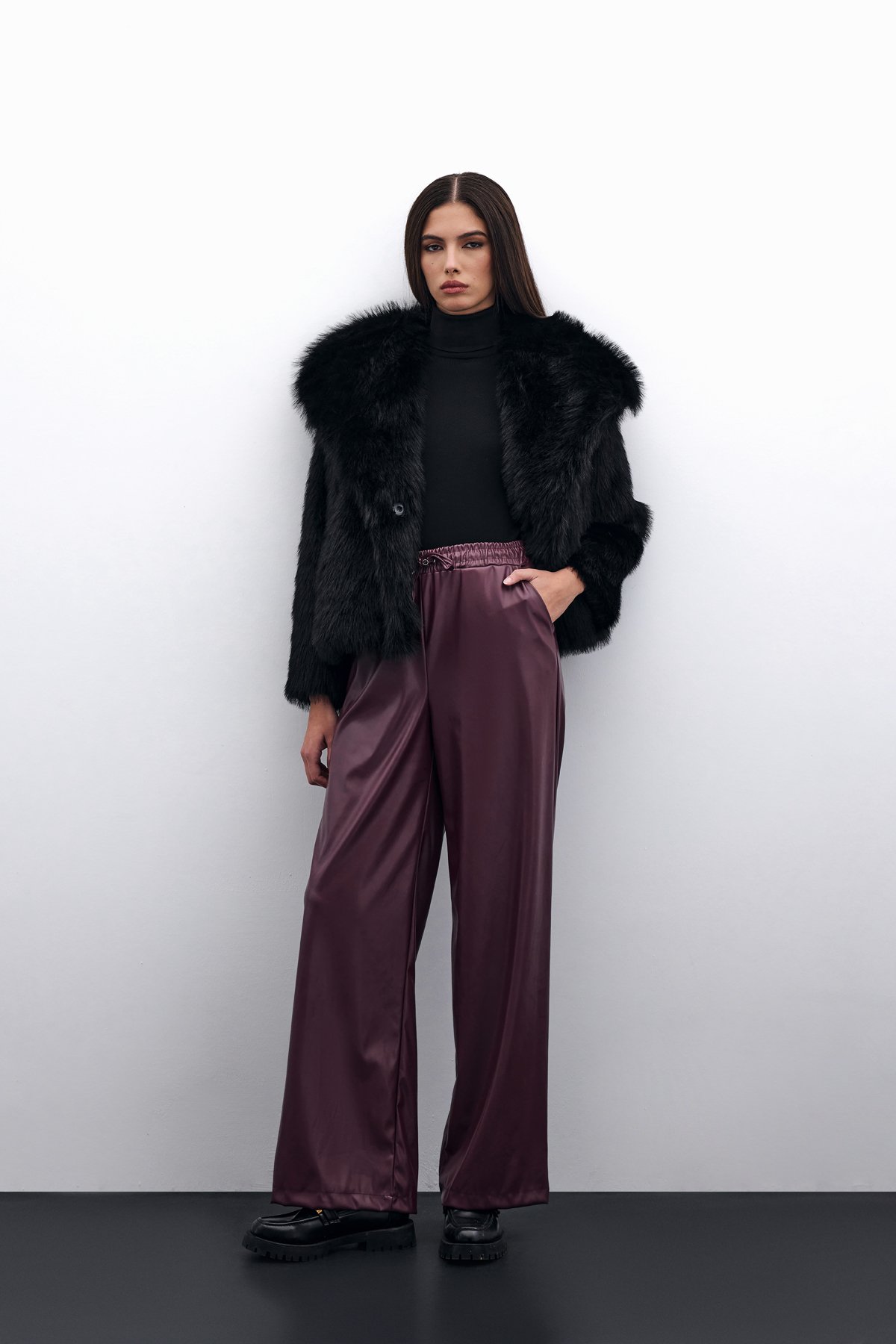 Salaş Deri Pantolon - Bordo