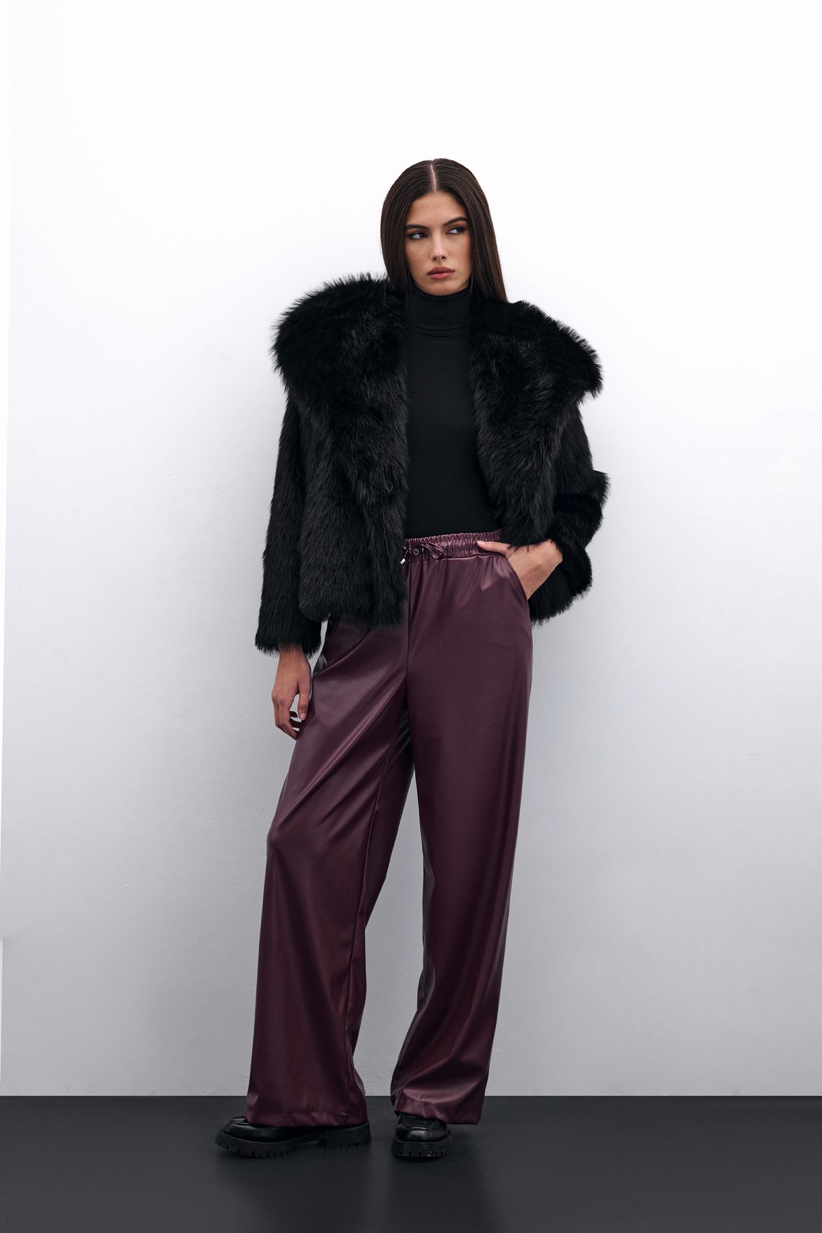 Salaş Deri Pantolon - Bordo