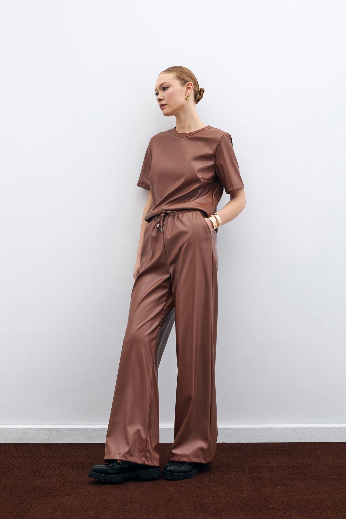 Salaş Deri Pantolon - Kahve