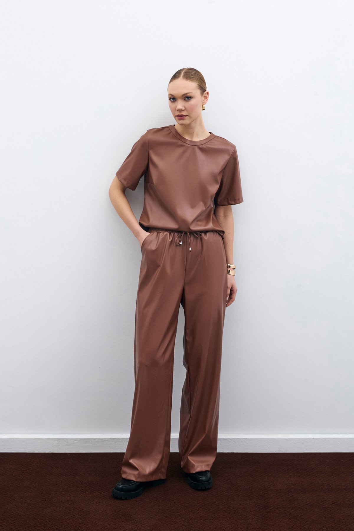 Salaş Deri Pantolon - Kahve