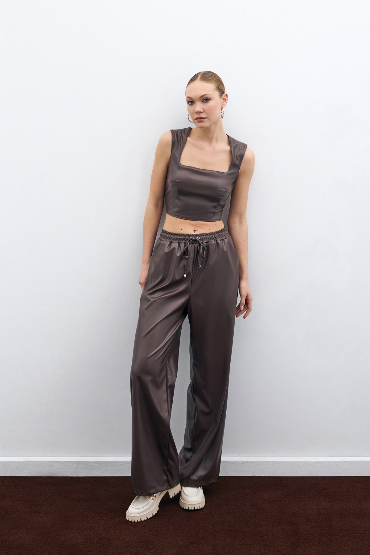 Salaş Deri Pantolon - Koyu Kahve