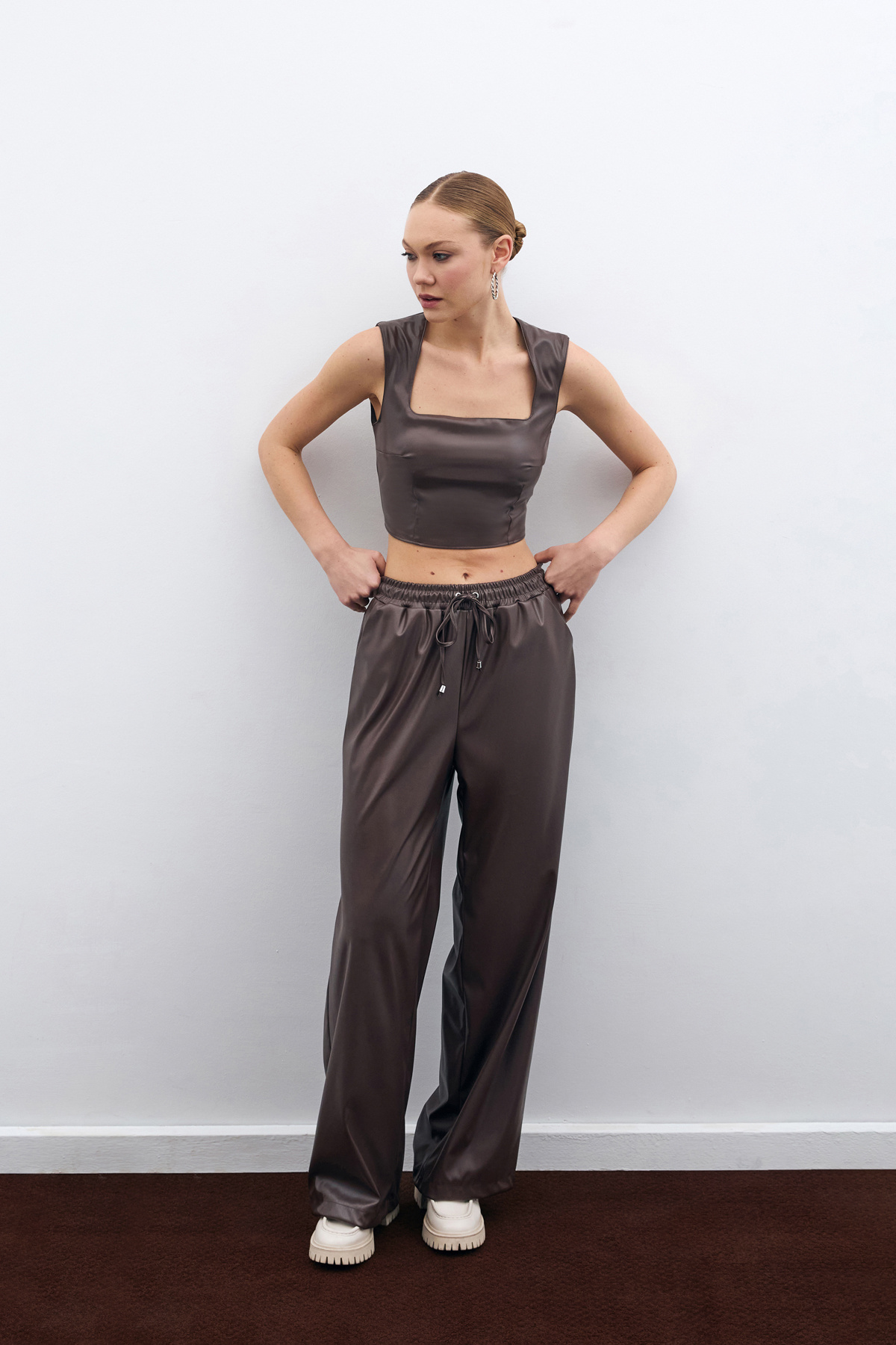 Salaş Deri Pantolon - Koyu Kahve