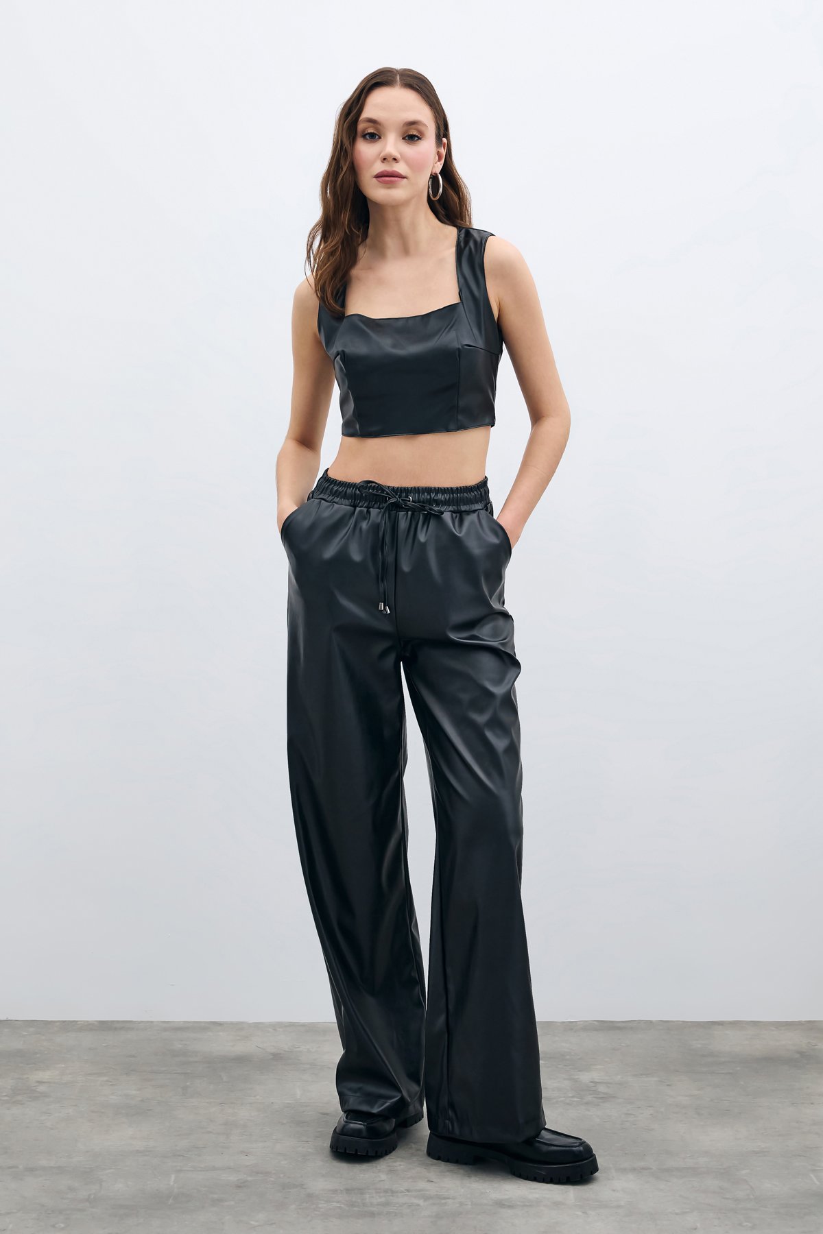 Salaş Deri Pantolon - Siyah