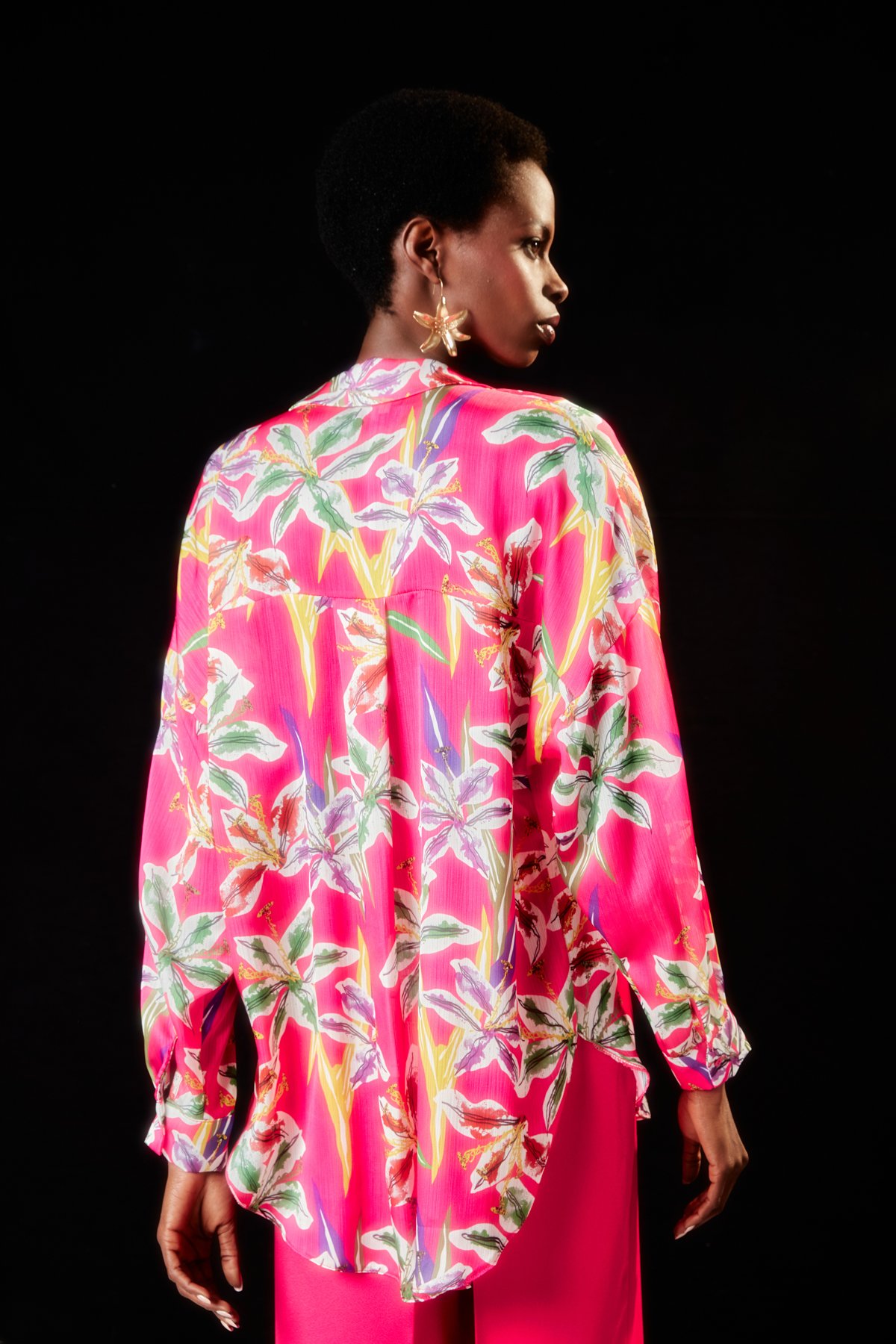 Salaş Desenli Gömlek - FUŞYA